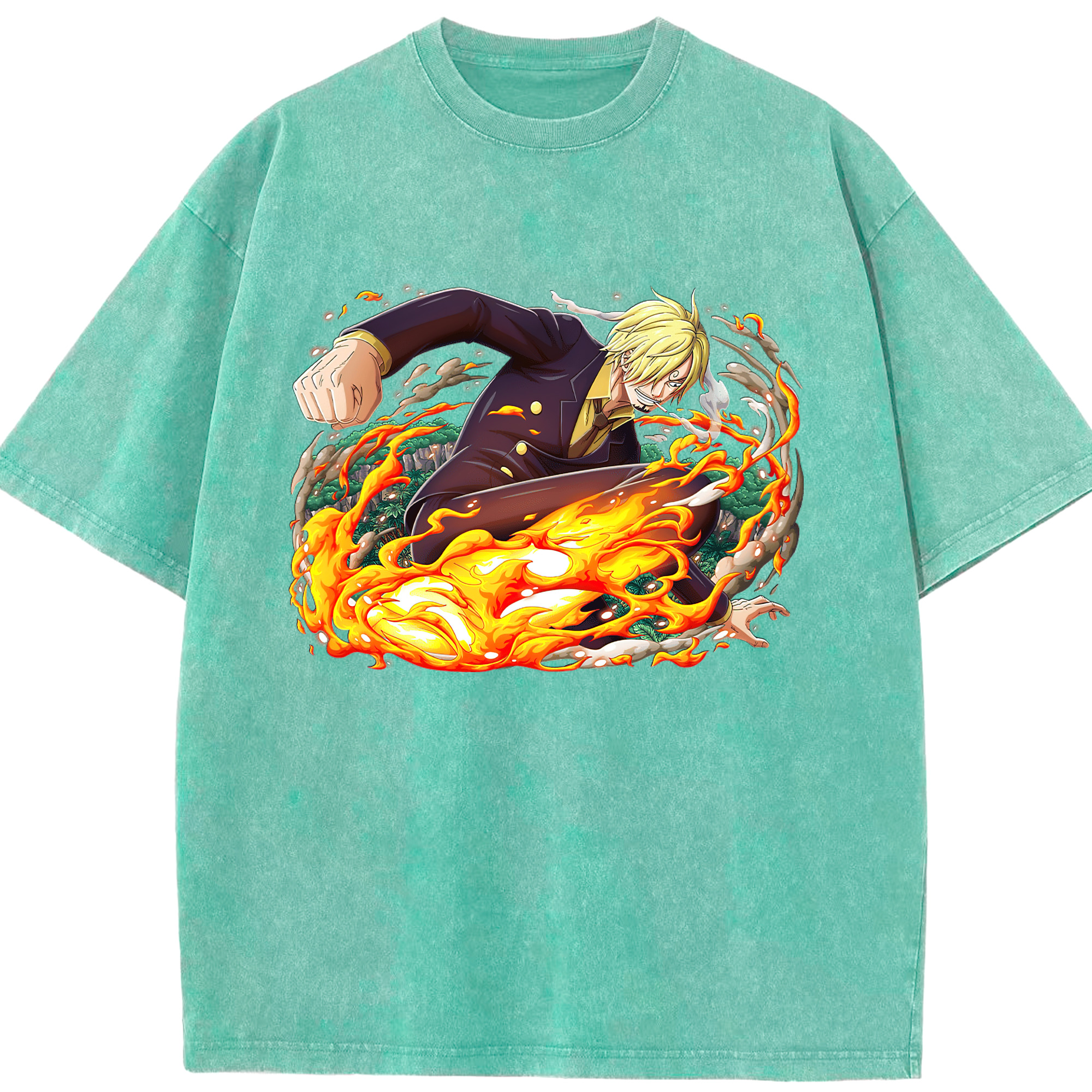 ワンピース サンジ ONE PIECE Sanji 綿100% ヴィンテージ風 半袖Tシャツ（フロントプリント）